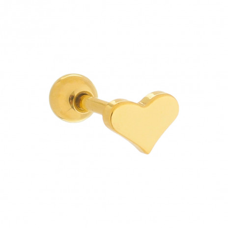Piercing Microbell de Coração Dourado - Aço 8mm