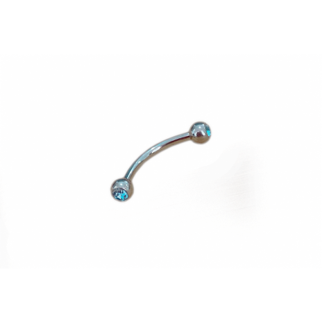 Piercing Microbell Curvo de Aço com Pedra Azul