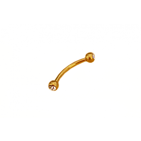 Piercing Microbell Curvo de Titânio Dourado com Pedra 