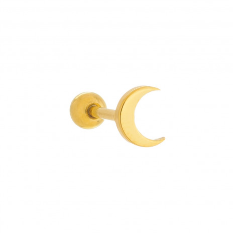 Piercing Microbell reto Lua Dourado - Aço 8mm