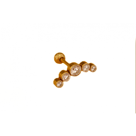 Piercing Cluster de Titânio Dourado com 5 Zircônias