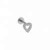 Piercing Labret de Titânio Coração Vazado com Pedras 8mm - Prata  - 1