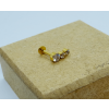 Piercing Labret Dourado 3 Pedras - Titânio - 2