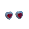 Brinco de Coração com Pedra de Coração Vermelha - Prata  - 1