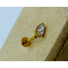 Piercing Labret Dourado Gota com Zircônia - Titânio - 1