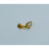 Piercing Labret Dourado Gota com Zircônia - Titânio - 2