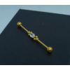 Piercing Megabell de Titânio Dourado com Zircônia Cacho  - 1